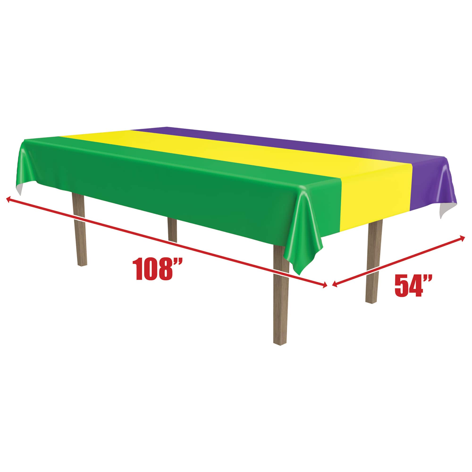 Beistle 54" x 108" Mardi Gras Plastic Table Cover, 2ct.